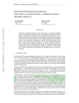 Adaptive Posterior Learning: few-shot learning with a surprise-based
  memory module