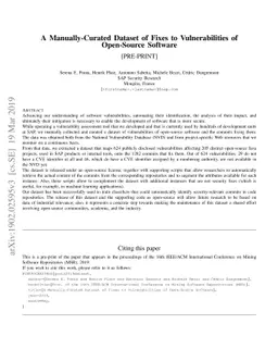 A Manually-Curated Dataset of Fixes to Vulnerabilities of Open-Source
  Software
