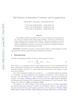 Tail behavior of dependent V-statistics and its applications