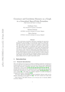 Covariance and Correlation Kernels on a Graph in the Generalized
  Bag-of-Paths Formalism