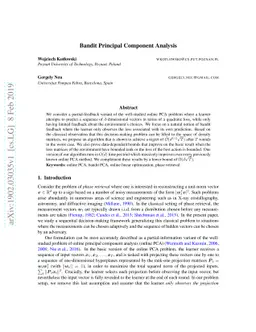 Bandit Principal Component Analysis