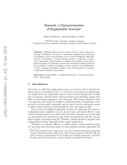 Towards a Characterization of Explainable Systems