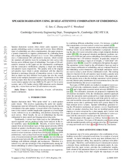 Speaker diarisation using 2D self-attentive combination of embeddings