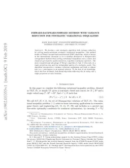 Forward-backward-forward methods with variance reduction for stochastic
  variational inequalities