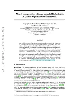 Model Compression with Adversarial Robustness: A Unified Optimization
  Framework