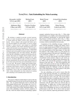 Task2Vec: Task Embedding for Meta-Learning