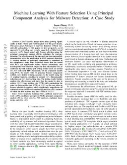 Machine Learning With Feature Selection Using Principal Component
  Analysis for Malware Detection: A Case Study
