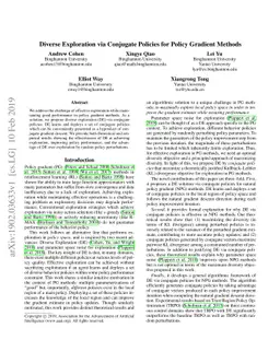 Diverse Exploration via Conjugate Policies for Policy Gradient Methods
