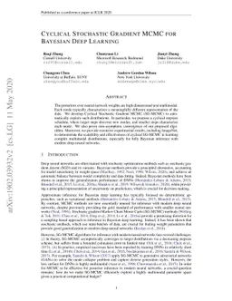 Cyclical Stochastic Gradient MCMC for Bayesian Deep Learning