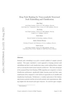 Deep Node Ranking for Neuro-symbolic Structural Node Embedding and
  Classification