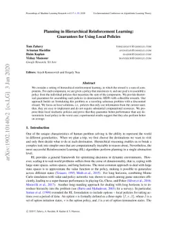 Planning in Hierarchical Reinforcement Learning: Guarantees for Using
  Local Policies