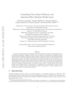 Unmasking Clever Hans Predictors and Assessing What Machines Really
  Learn