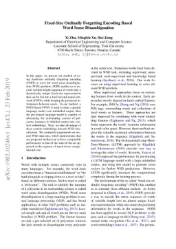 Fixed-Size Ordinally Forgetting Encoding Based Word Sense Disambiguation