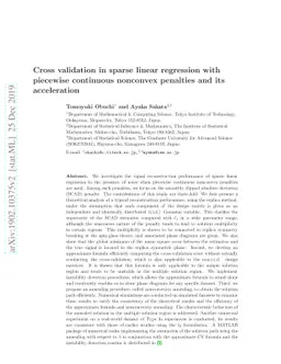 Cross validation in sparse linear regression with piecewise continuous
  nonconvex penalties and its acceleration