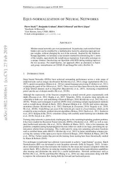 Equi-normalization of Neural Networks