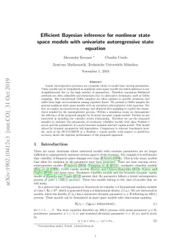 Efficient Bayesian inference for nonlinear state space models with
  univariate autoregressive state equation