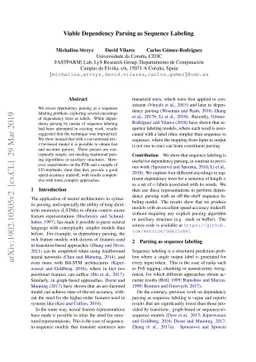 Viable Dependency Parsing as Sequence Labeling