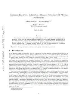Maximum Likelihood Estimation of Sparse Networks with Missing
  Observations