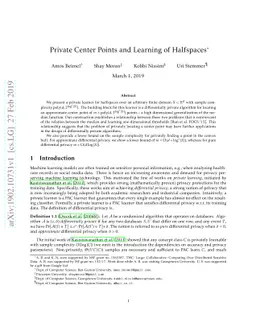 Private Center Points and Learning of Halfspaces