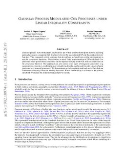 Gaussian Process Modulated Cox Processes under Linear Inequality
  Constraints
