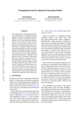 Evaluating Rewards for Question Generation Models