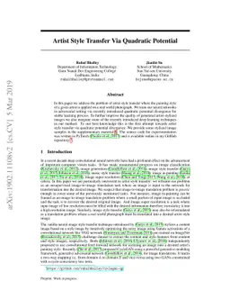 Artist Style Transfer Via Quadratic Potential