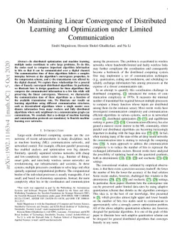 On Maintaining Linear Convergence of Distributed Learning and
  Optimization under Limited Communication