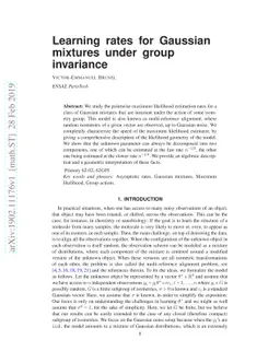 Learning rates for Gaussian mixtures under group invariance