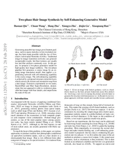 Two-phase Hair Image Synthesis by Self-Enhancing Generative Model