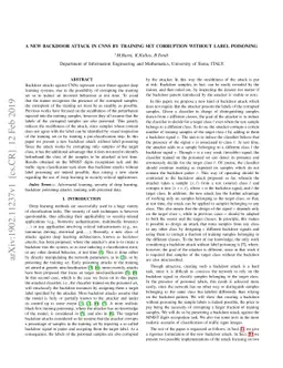 A new Backdoor Attack in CNNs by training set corruption without label
  poisoning