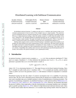 Distributed Learning with Sublinear Communication