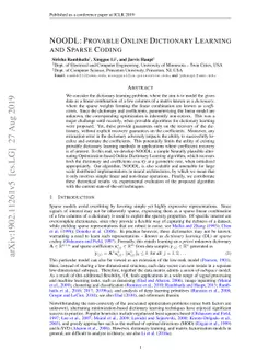 NOODL: Provable Online Dictionary Learning and Sparse Coding