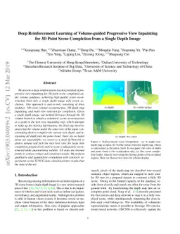 Deep Reinforcement Learning of Volume-guided Progressive View Inpainting
  for 3D Point Scene Completion from a Single Depth Image