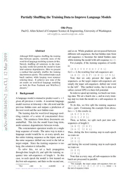 Partially Shuffling the Training Data to Improve Language Models