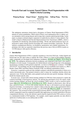 Toward Fast and Accurate Neural Chinese Word Segmentation with
  Multi-Criteria Learning