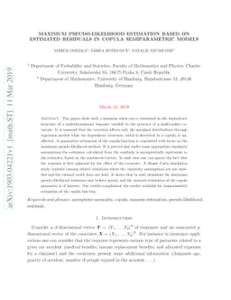 Maximum pseudo-likelihood estimation based on estimated residuals in
  copula semiparametric models
