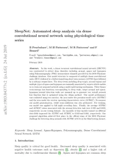 SleepNet: Automated Sleep Analysis via Dense Convolutional Neural
  Network Using Physiological Time Series