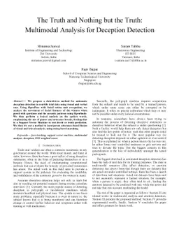 The Truth and Nothing but the Truth: Multimodal Analysis for Deception
  Detection