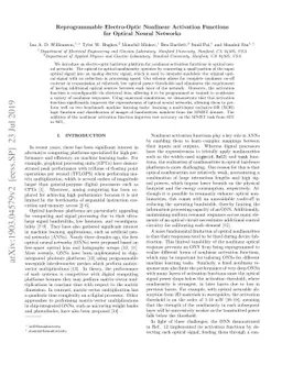 Reprogrammable Electro-Optic Nonlinear Activation Functions for Optical
  Neural Networks