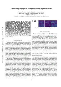 Generating superpixels using deep image representations