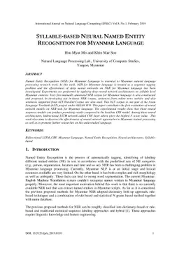 Syllable-based Neural Named Entity Recognition for Myanmar Language