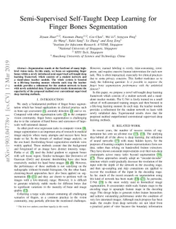 Semi-Supervised Self-Taught Deep Learning for Finger Bones Segmentation