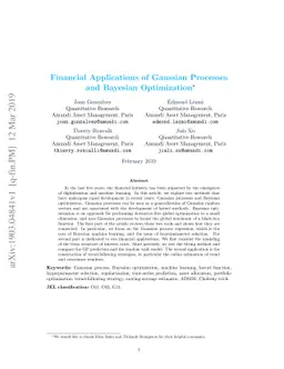 Financial Applications of Gaussian Processes and Bayesian Optimization