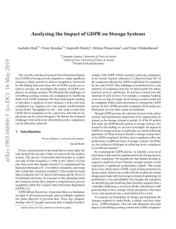 Analyzing the Impact of GDPR on Storage Systems