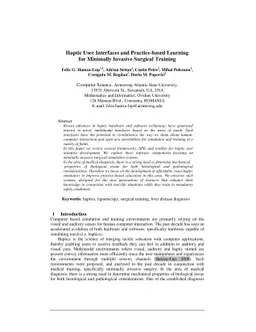 Haptic User Interfaces and Practice-based Learning for Minimally
  Invasive Surgical Training