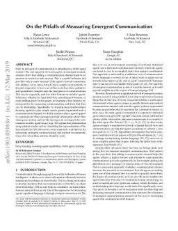 On the Pitfalls of Measuring Emergent Communication
