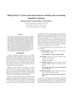 "Hang in There": Lexical and Visual Analysis to Identify Posts
  Warranting Empathetic Responses