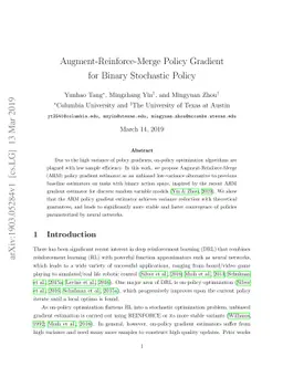 Augment-Reinforce-Merge Policy Gradient for Binary Stochastic Policy