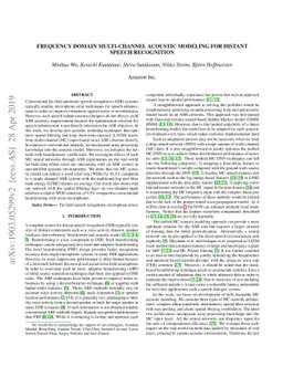 Frequency Domain Multi-channel Acoustic Modeling for Distant Speech
  Recognition