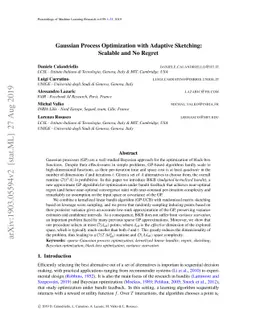 Gaussian Process Optimization with Adaptive Sketching: Scalable and No
  Regret